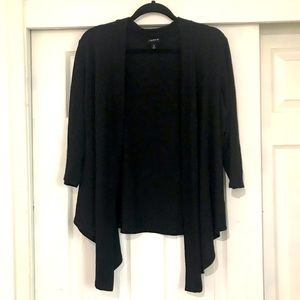 Black 3/4 Sleeve Drape Cardigan